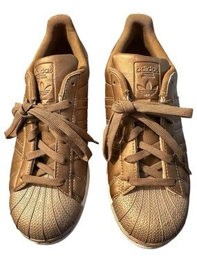 Adidas Womens 5.5 copper metallic Superstar 80's shell toe low shoes